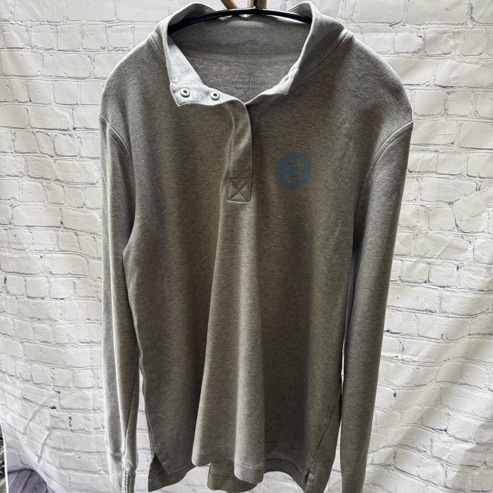Vineyard Vines 1/4 Gray Snap Button Pullover Size Large Men’s